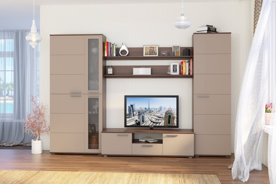 Стенка Женева Нью белый глянец