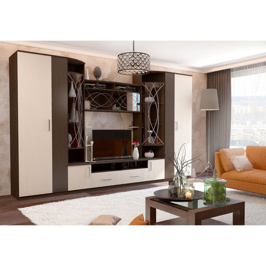 Гостиная Берн белый / цемент светлый