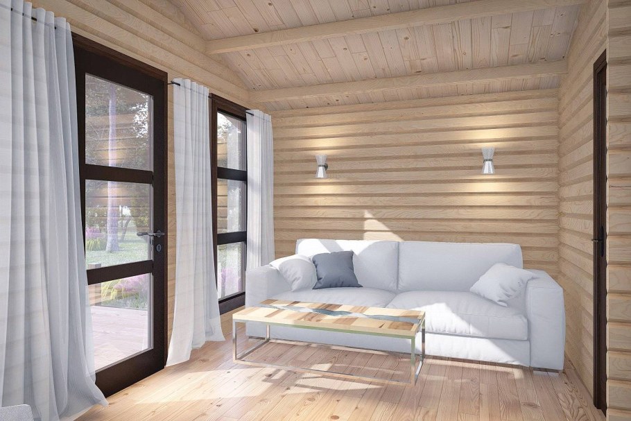 Белый потолок из вагонки на даче