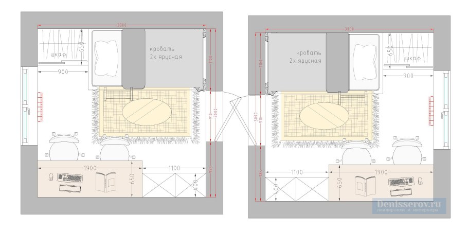 Телевизор в узкой спальне