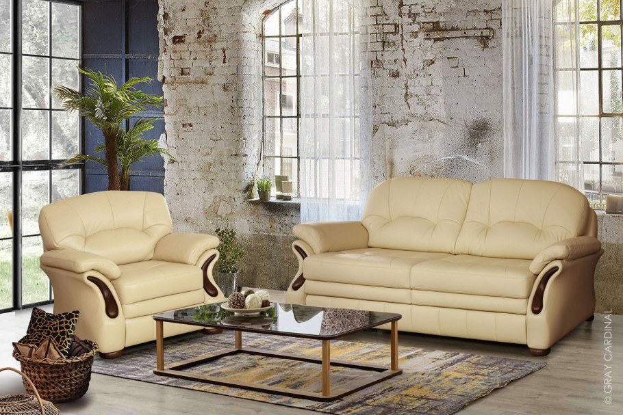 Диван Рокси бежевый экокожа