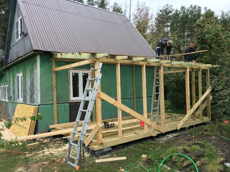 Пристройка к деревянному дому