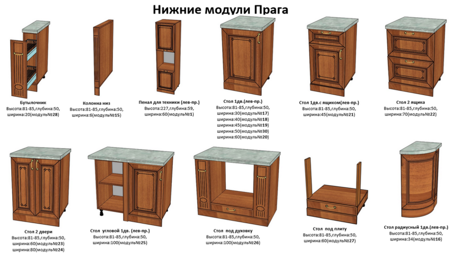 Модульная кухня Прага модули