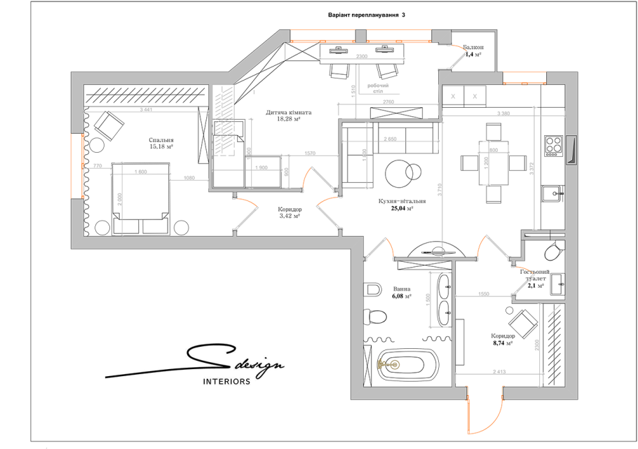 Планировка трехкомнатной квартиры с размерами