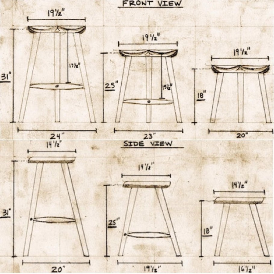 чертеж барного стула из металла с размерами