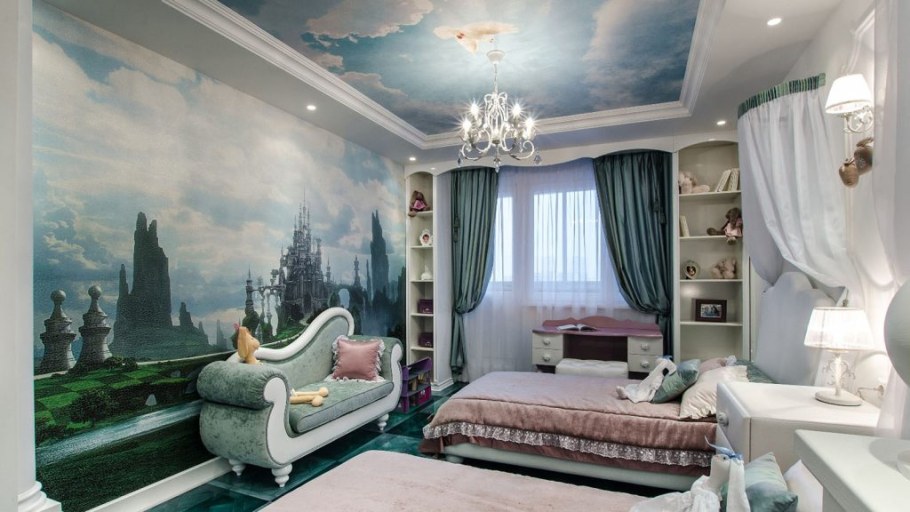 Фреска в интерьере детской комнаты