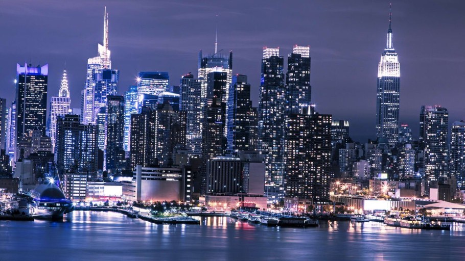 Нью-Йорк Манхэттен ночью