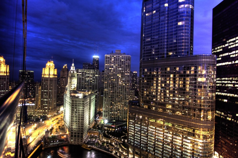 Ночные небоскребы Нью-Йорка