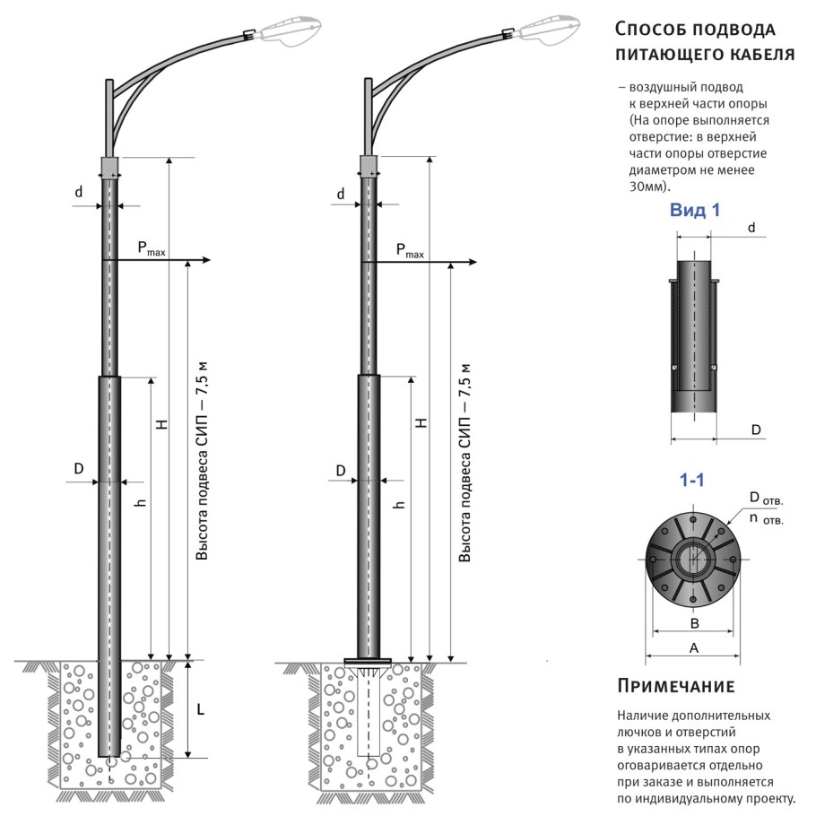 Опора силовая прямостоечная трубчатая СП-300-9
