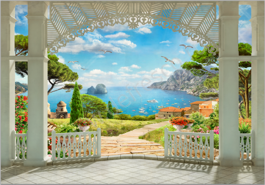 Терраса с балюстрадой фреска