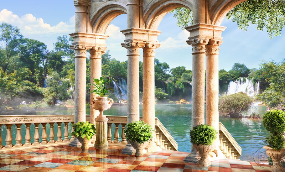 Фреска Райский сад с колоннами