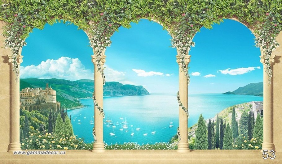 Фотообои с морским видом террасой