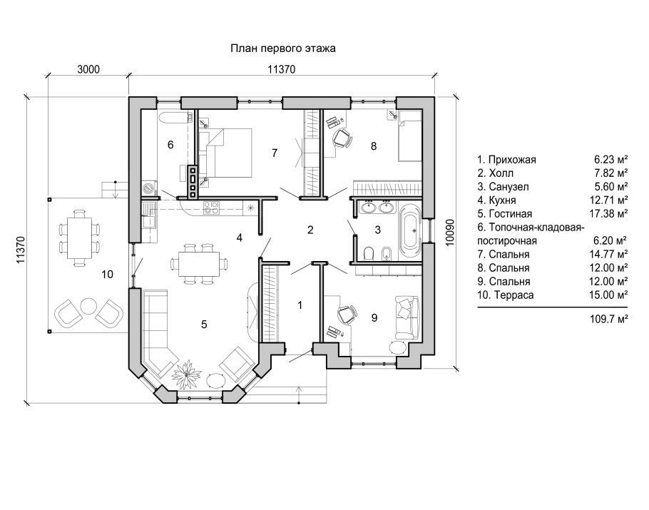 План дома чертеж с размерами одноэтажный
