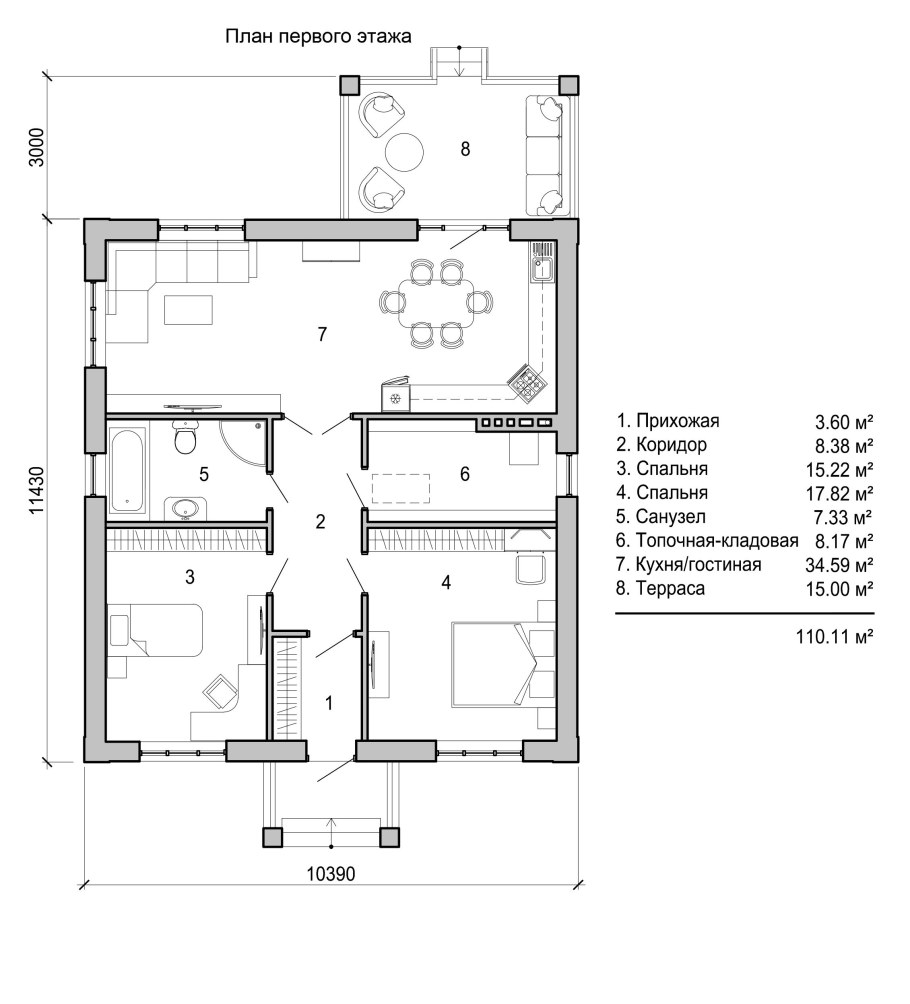 Планировка дома одноэтажного 110 кв