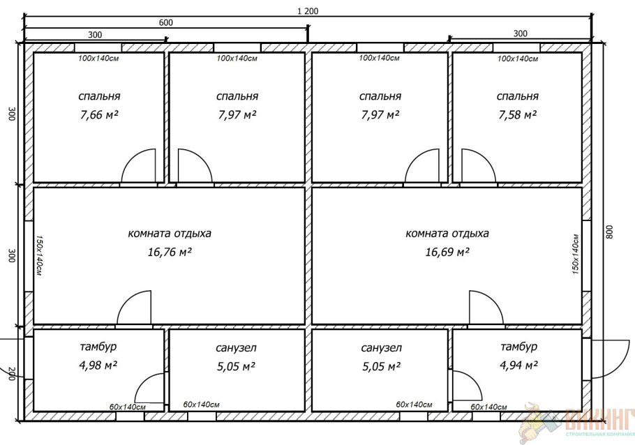 Каркасный дом 10 на 12 одноэтажный