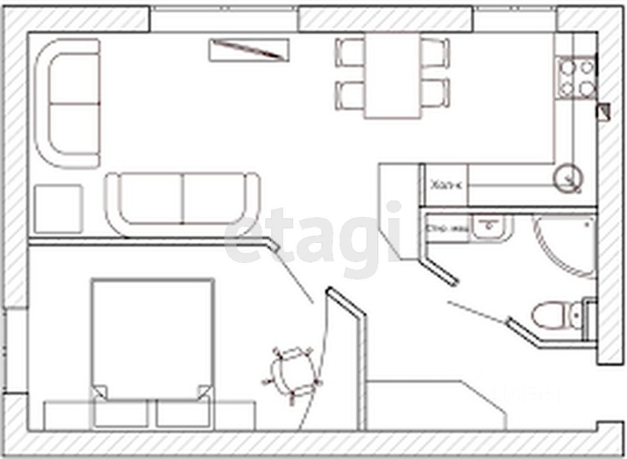 План расстановки мебели кухня чертеж