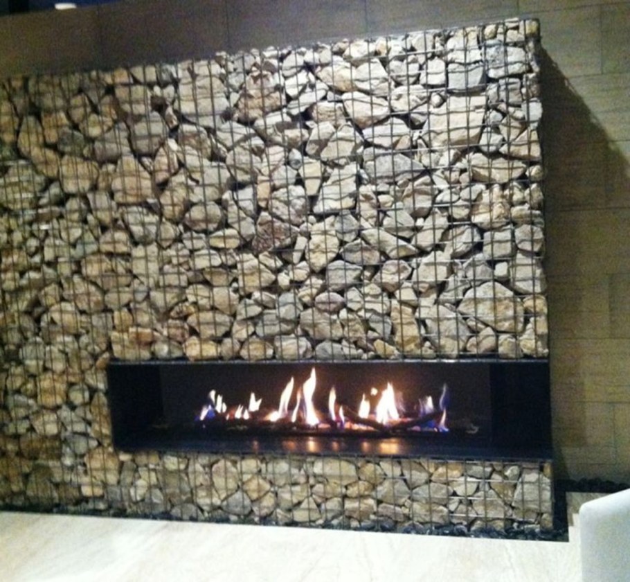 Камин габион