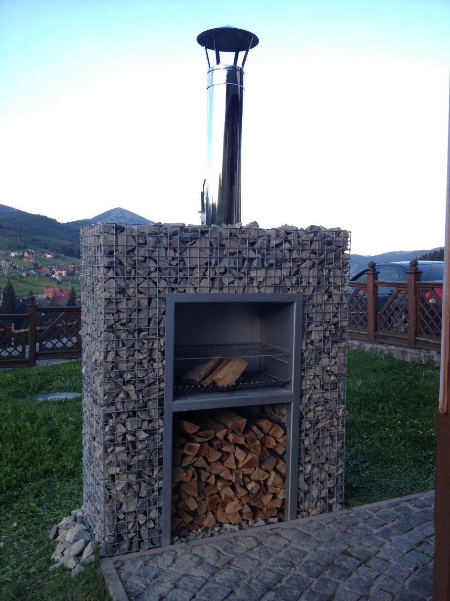 Зона барбекю из габионов