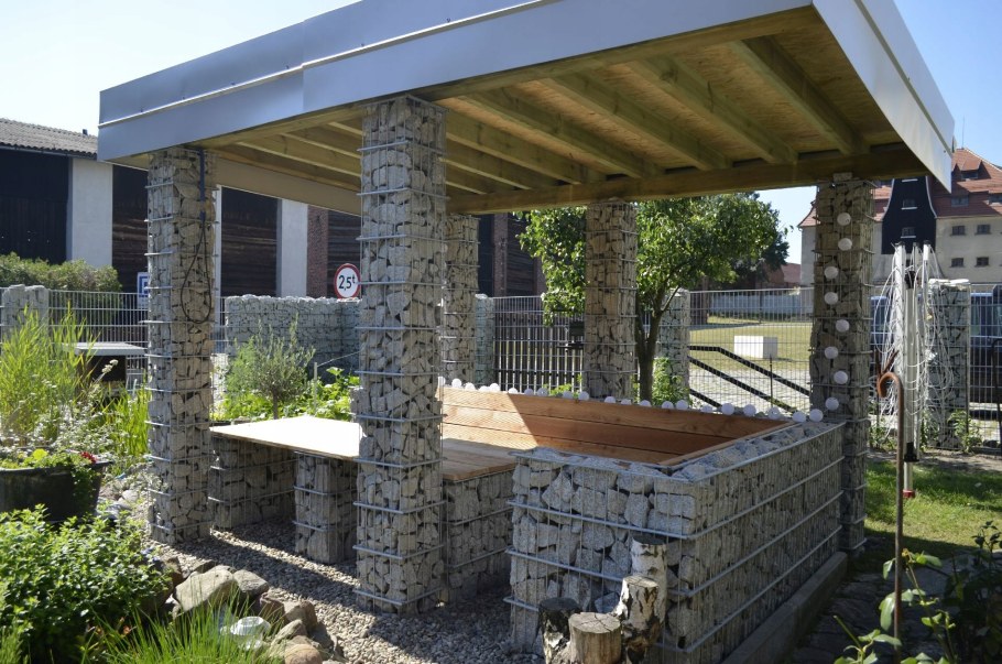 Камин из габиона