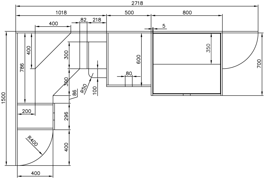 Кухонная мебель вид сбоку чертеж