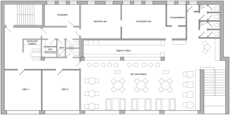 Схема производственных цехов ресторана