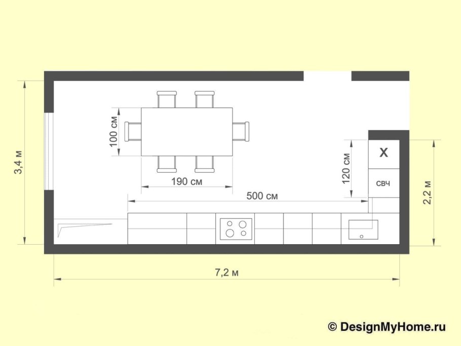 Планировка кухни план
