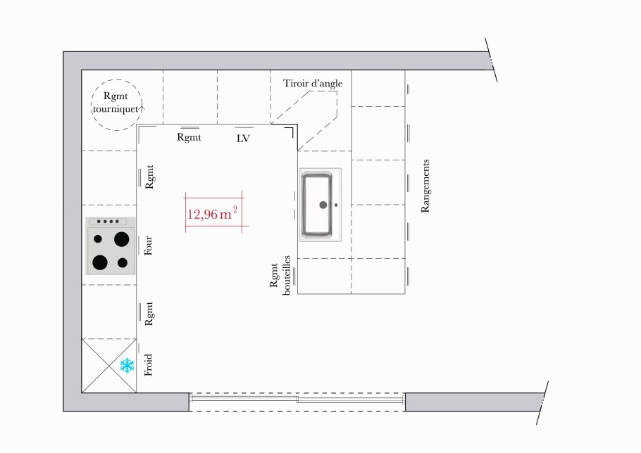 Планировка современной кухни план