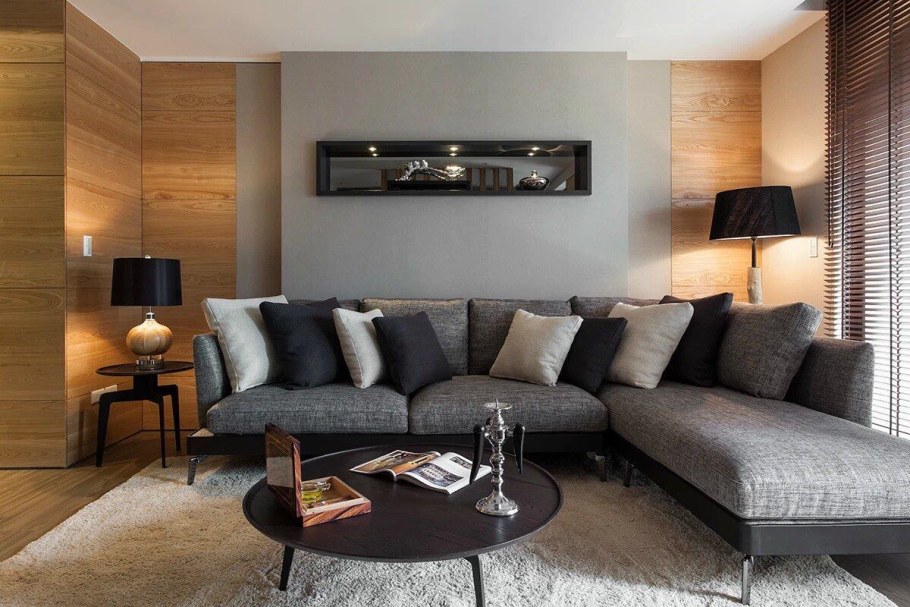 Дизайнерская стена за диваном