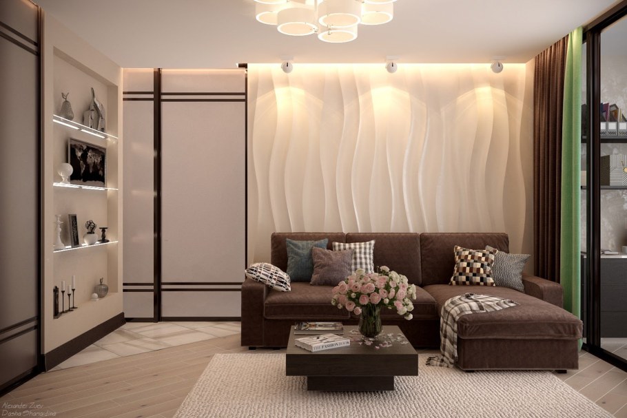 Зона над диваном в гостиной