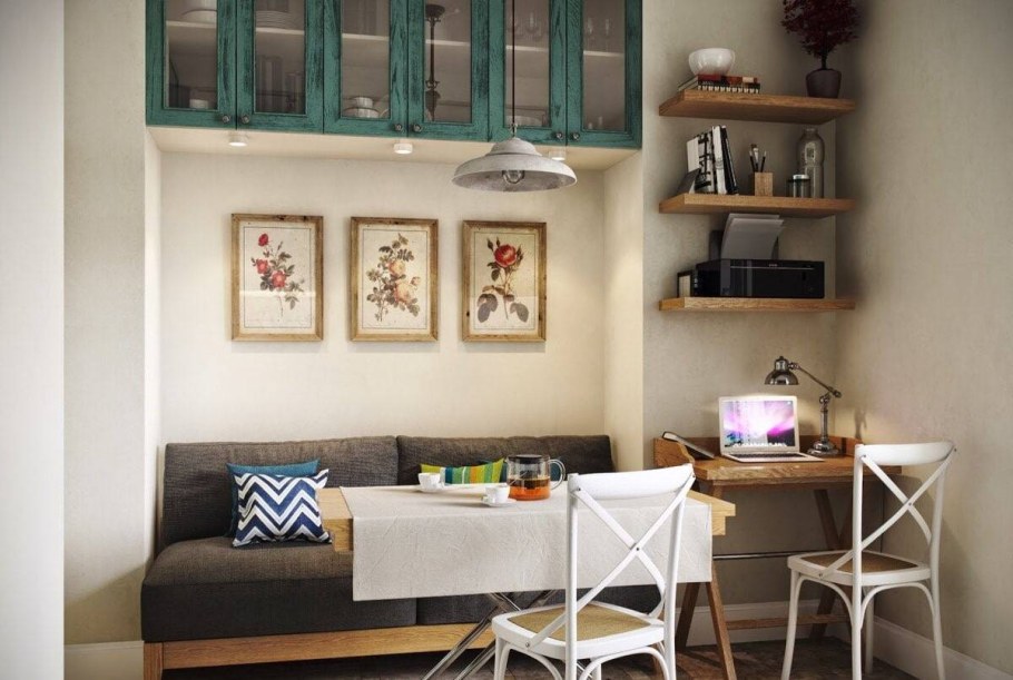 Гостиная с лиловым диваном