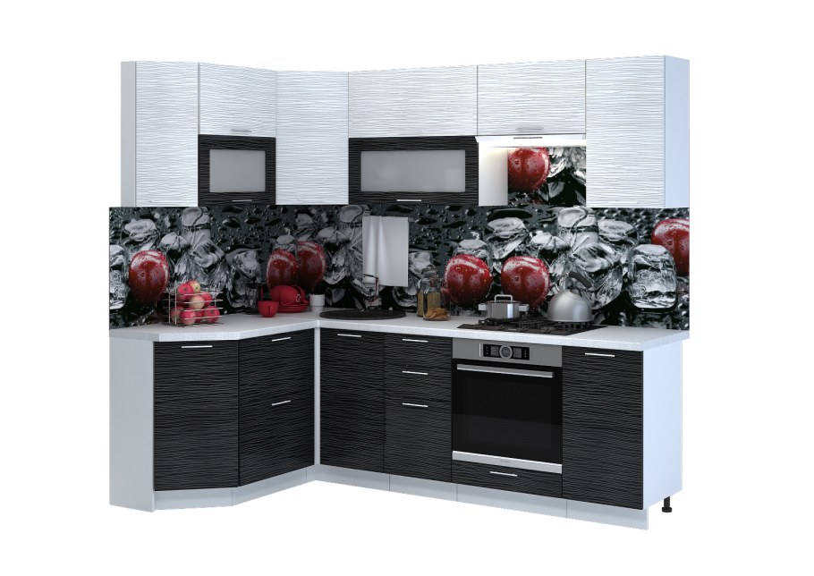 Кухня Валерия страйп красный/страйп белый