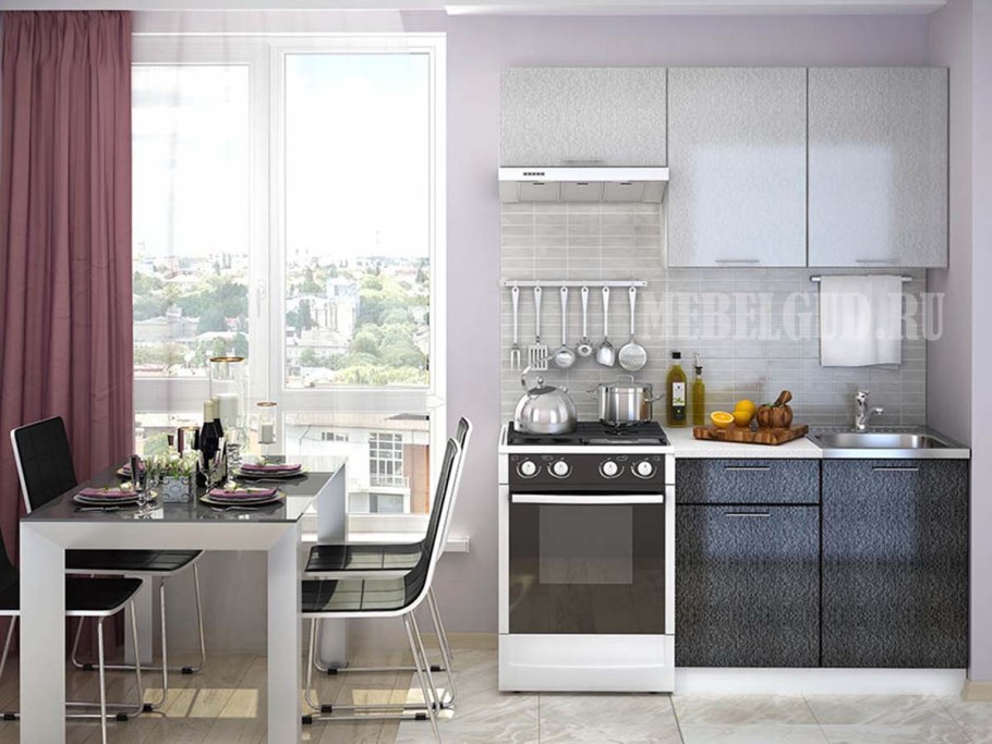 Кухня "Валерия-м страйп" черная