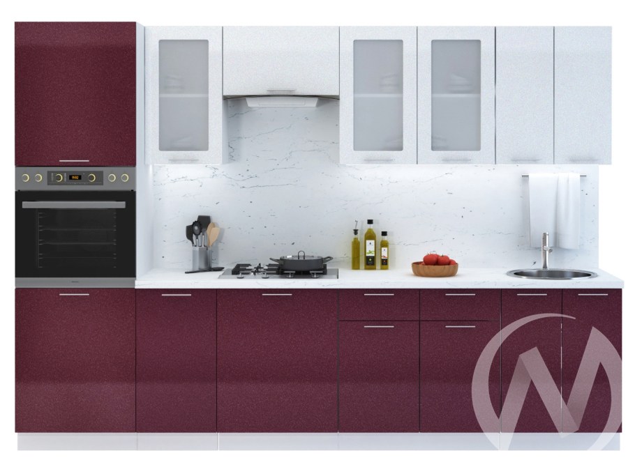 Кухня Валерия страйп красный и белый