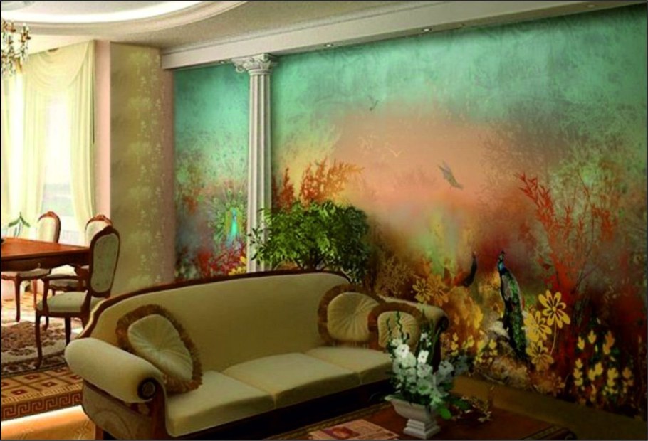 Фрески в интерьере гостиной