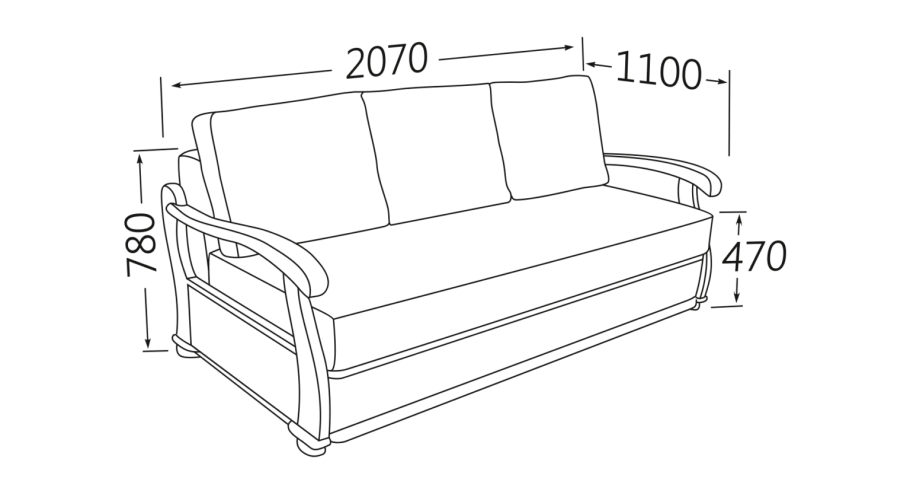 Диван Мадрид-1 габариты