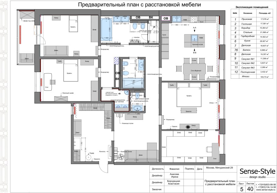 Чертежи дизайнера интерьера в Revit