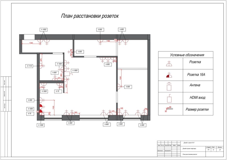 План расстановки мебели и оборудования чертеж