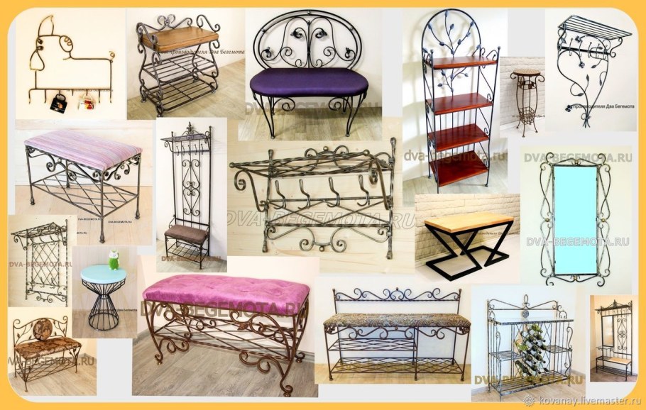 Кованая скамейка в прихожую