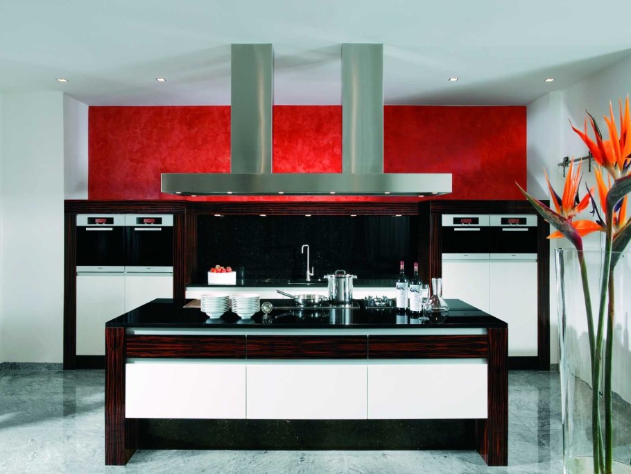 Дизайнерские кухни черно красные