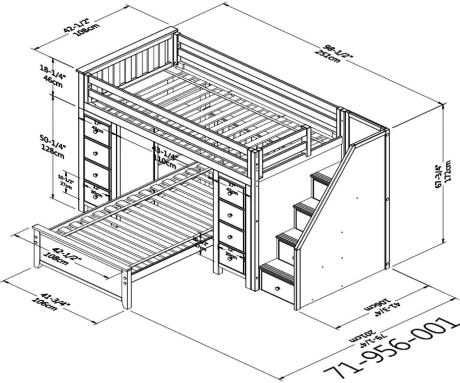 Двухъярусная кровать чертежи с размерами 190х80