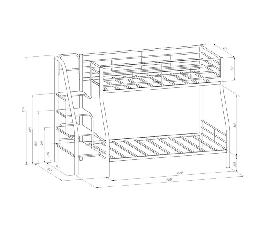 Чертеж кровати ЛДСП 90х200
