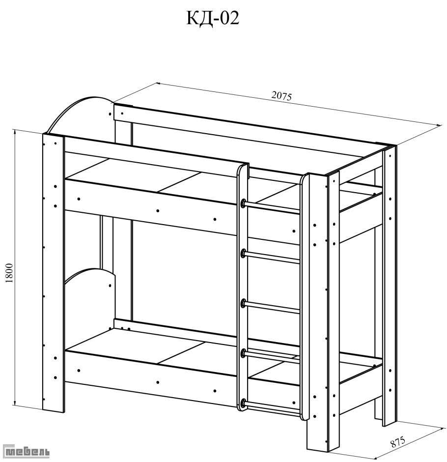 Кровать чердак домик чертеж с размерами