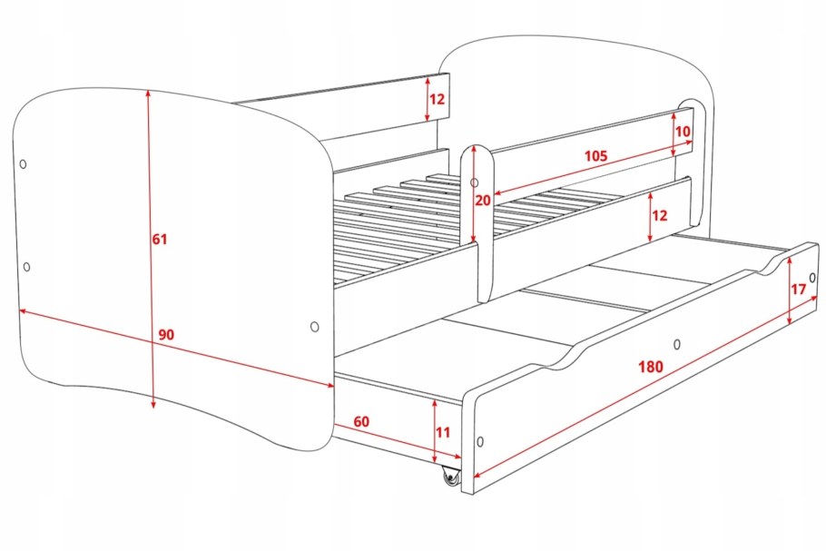 Кровать выкатная для двоих детей схема