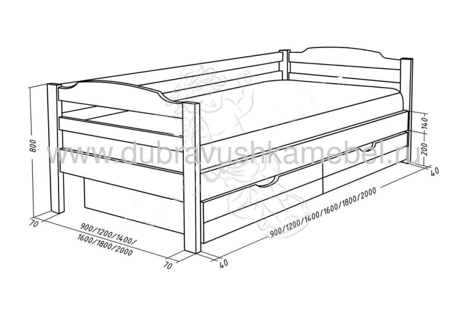 Чертеж детской кровати 160х80