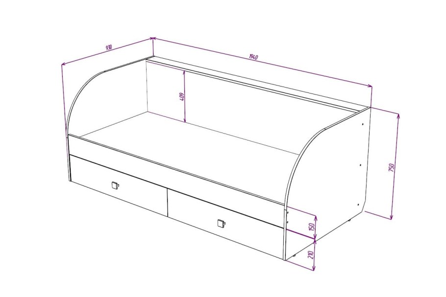 Кровать Мамбо чертеж