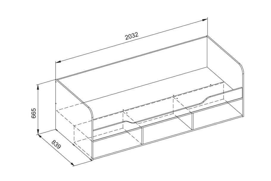 Чертеж двухъярусной кровати 200х90