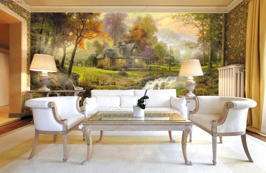 Фреска в гостиной в современном стиле