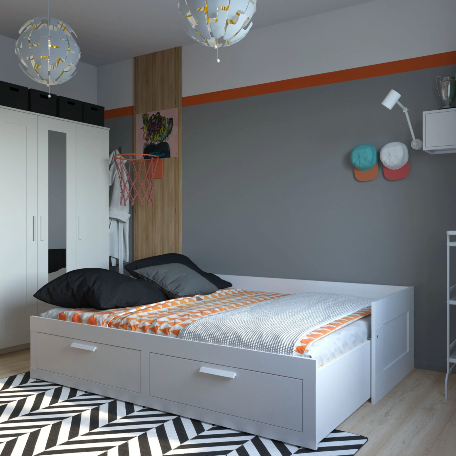 Brimnes БРИМНЭС кушетка с 2 матрасами/2 ящиками