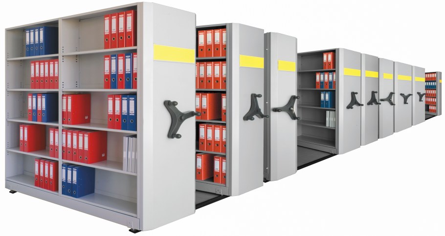 Стеллажи металлические архивные передвижные