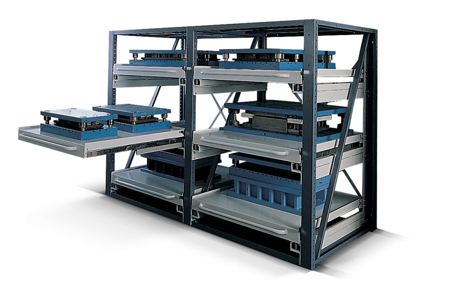 Стеллаж с выдвижными полками